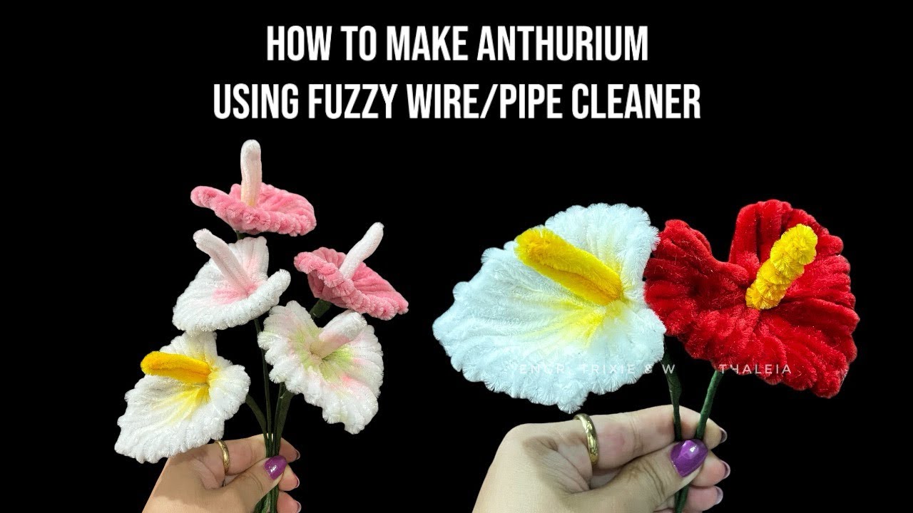 Как сделать антуриум с помощью ершика для чистки труб Fuzzy Wire #diy #tutorial #diycraft #handma...