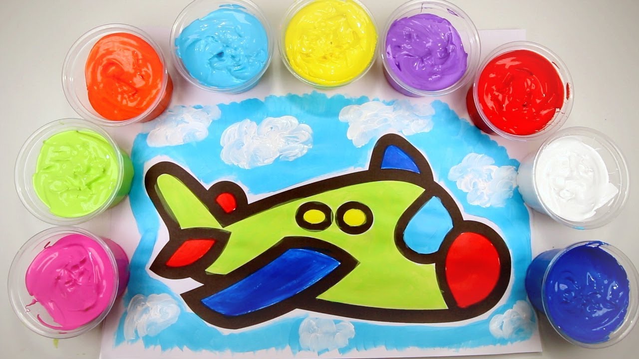 Toy Airplane Painting for Kids -Learn How to Paint for Children -Bright Colors for Children Toddlers - YouTube