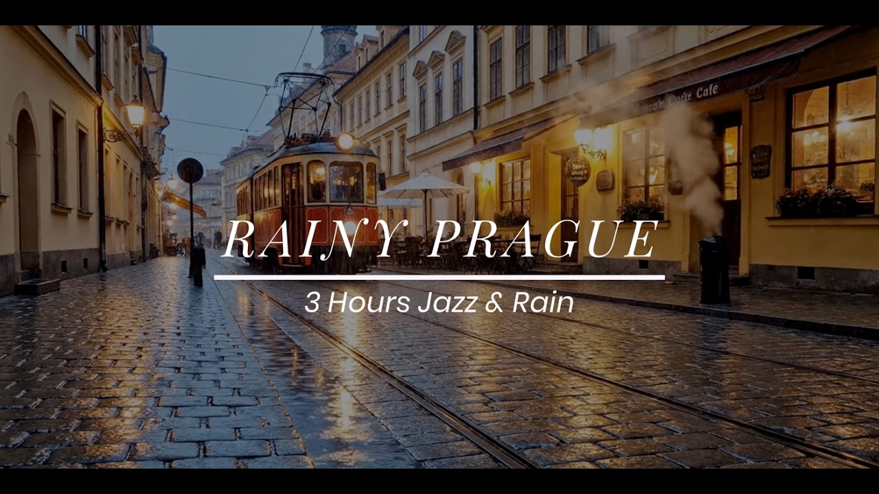 Rainy Prague Jazz ☔ 3 Hours Cozy Café Music & Rain Sounds to Relax, Study