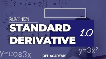 MAT 121: STANDARD DERIVATIVES PART 1 || CALCULUS || JOEL ACADEMY