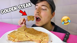 (24k Gold) Eating A $10,000 Golden Steak - Beast On Fire