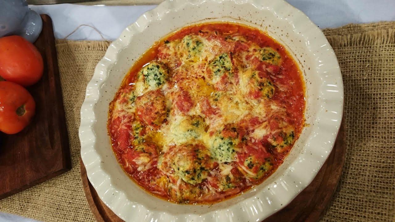 Malfatti de ricota y espinaca gratinados