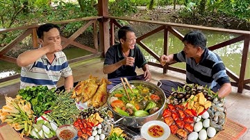 Đặc Sản Miền Tây -"LAI RAI" Lẩu Cua Đồng nhúng Rau Cải Trời, Cá He Chiên Giòn Chấm Mắm Me