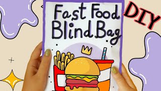 DIY Blind bag paper 🍔Fast Food🍕ASMR opening + tutorial