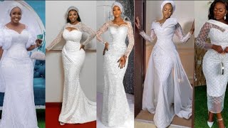 trendy african white gowns style