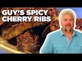 Guy fieris spicy cherry ribs  guys big bite  food network