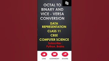 OCTAL TO BINARY AND BINARY TO OCTAL CONVERSION|DATA REPRESENTATION|NUMBER SYSTEM|CBSE|CLASS 11