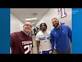 Aggie Taurean York visits Temple HS ahead of NFL Draft