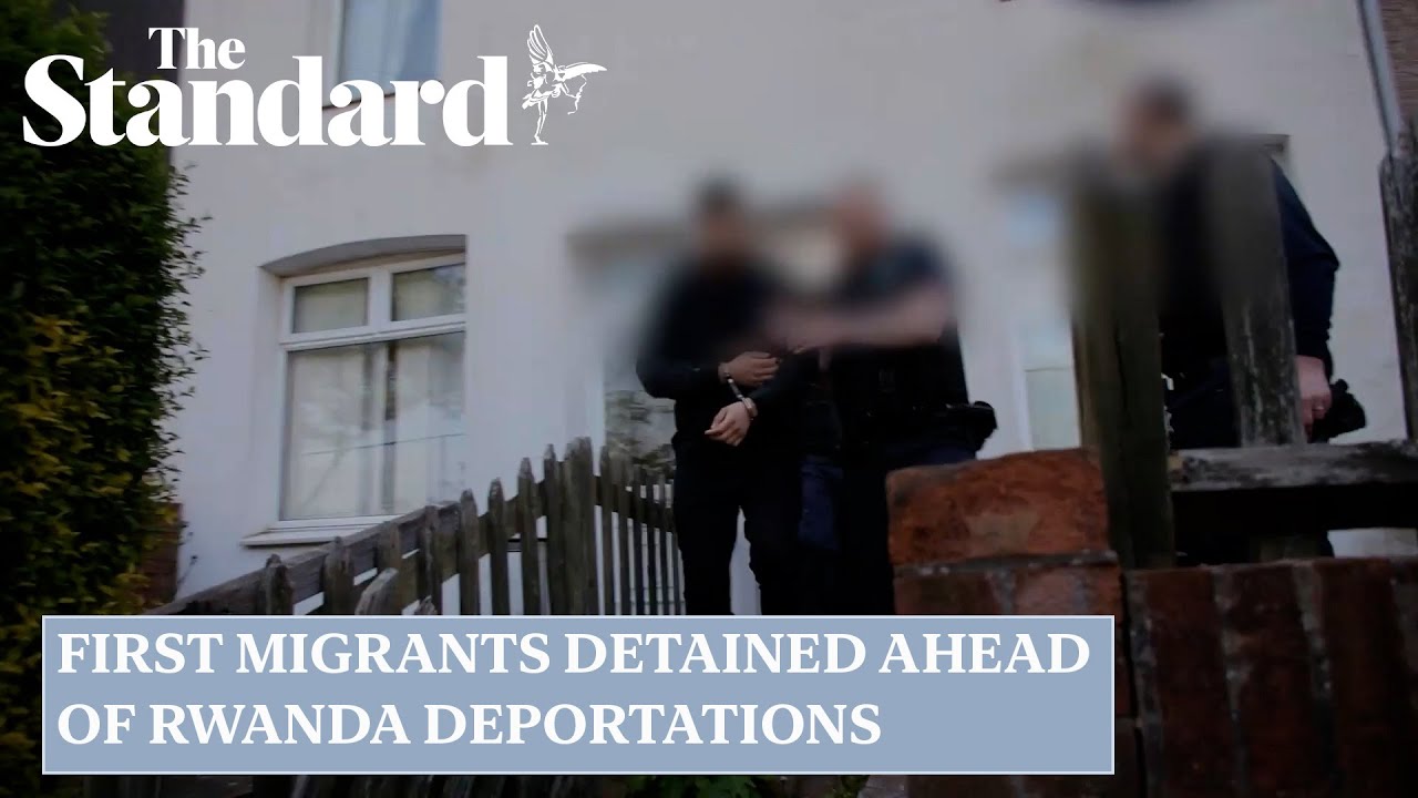 Moment police detain first migrants set to be deported to Rwanda after passage of bill