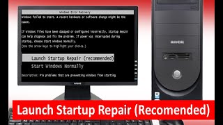 launch startup repair (recomended) |  windows 7 booting computer pc