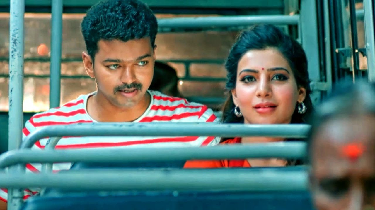 मजनू ने चलती बस में देखिये कैसे लड़की को पटाया | Vijay & Samantha Best Romantic Scene | THERI Movie