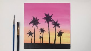 beginners step painting acrylic canvas sunset