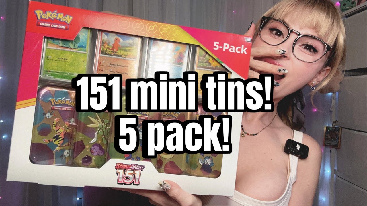151 Mini tins!!!! 5 pack!! ASMR unboxing/ pokemon/ soft spoken/ pulled chase  my card!!!!!