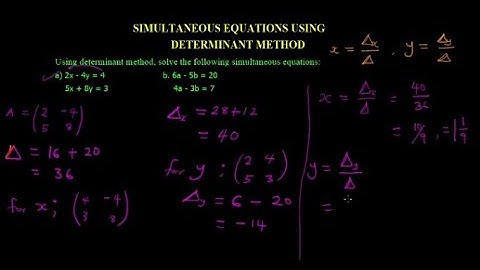 Simultaneous Equations Using Determinant Method