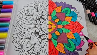 Adult Coloring Mandala (Before & After) | 1 Hour Calm Process with Meditation Music