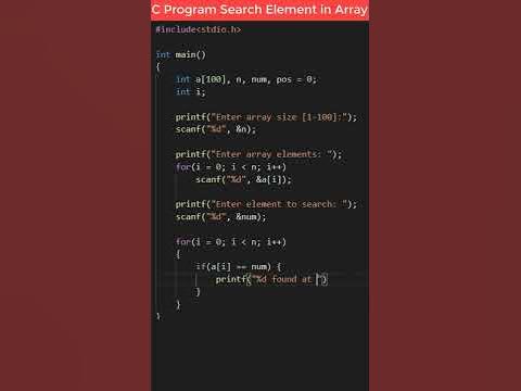 C Program Search Element in Array | Linear Search #shorts - YouTube