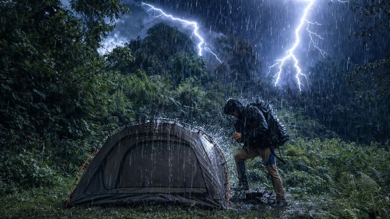 AMAZING‼️CAMPING IN HEAVY RAIN AND THUNDERSTORMS I EVER MET, LONG HEAVY RAIN ALL NIGHT