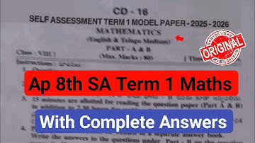 💯real Ap 8th maths Sa Term 1 model paper 2025|8th sa1 mathematics question paper and answers 2025