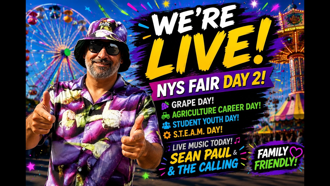 🎡 NYS FAIR DAY 2 LIVE! 🍇 Grape Day • STEAM Day • Agriculture Career Day 🎶 Sean Paul + The Calling!