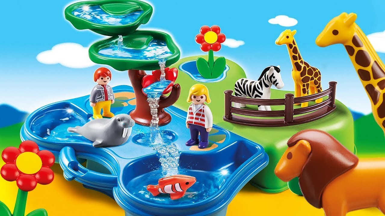 konsulent bind Tegne PLAYMOBIL 123 Wild animals Zoo Aquarium Playset - Playing with water -  YouTube