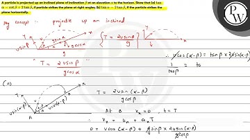 A particle is projected up an inclined plane of inclination \( \beta \) at an elevation \( \alph...