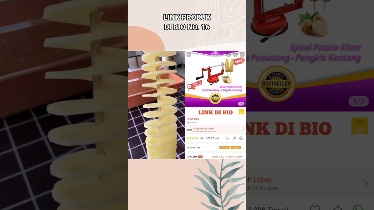 Spiral Potato Slicer / Alat Pemotong / Pengiris Kentang Spiral ll Shopee