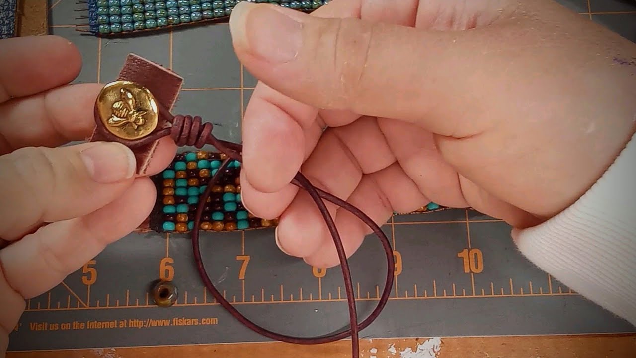 Bead Weaving Leather Bracelets Adding Leather Closure