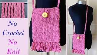 DIY Yarn Braided Cell Phone Bag No Crochet &amp; knitting Skill | Cross Body Bag | Handbag | Saco | थैला