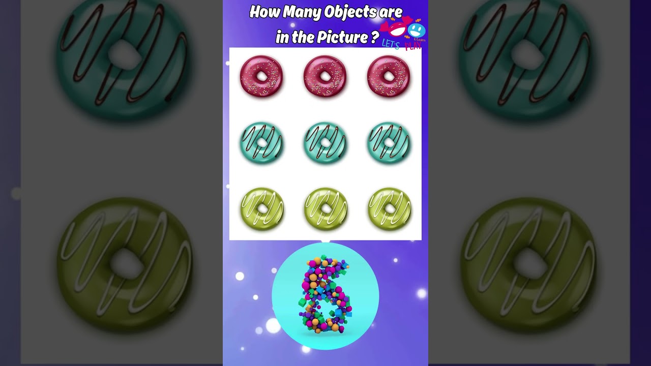 How many objects in the picture for kids? 9 