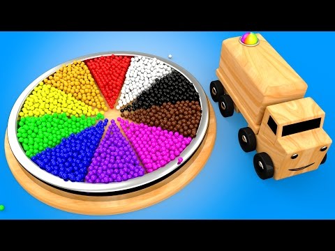 Wooden Base Color Balls Truck Toys to Learn Colors for Children - 3D Kids Learning Videos