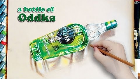 Drawing timelapse a bottle of Oddka - hyperrealistic art