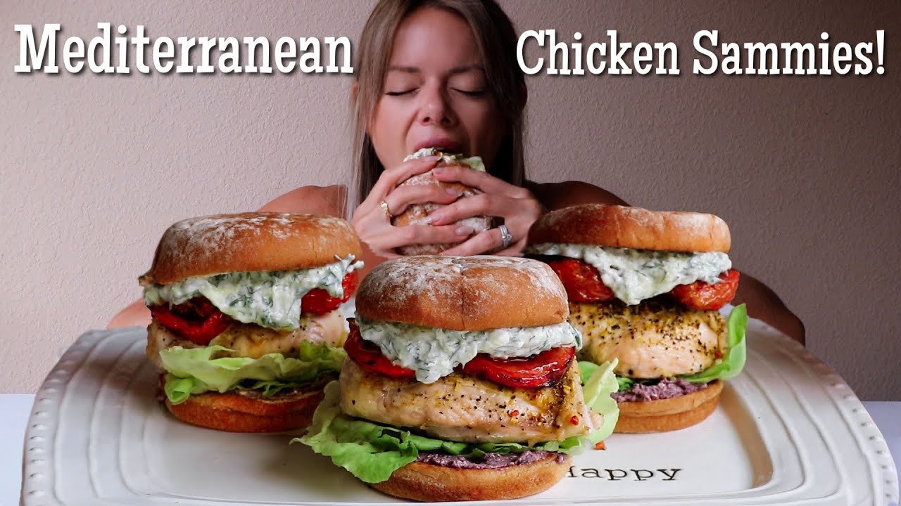 Сэндвичи с курицей, запеченной с лимоном и перцем в средиземноморском стиле MUKBANG!