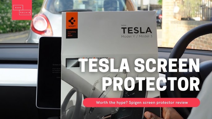 Best Tesla Y matte screen protector from Spigen installed in 5 minutes 