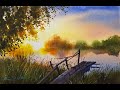 Watercolor painting tutorial - Sunset Scene