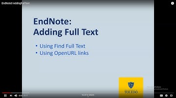 EndNote Citation Management 4: Adding Full Text