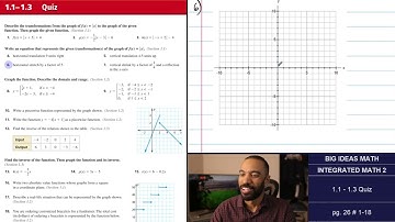 Big Ideas Math [IM2]: 1.1 - 1.3 Quiz (Review & Problem Set)