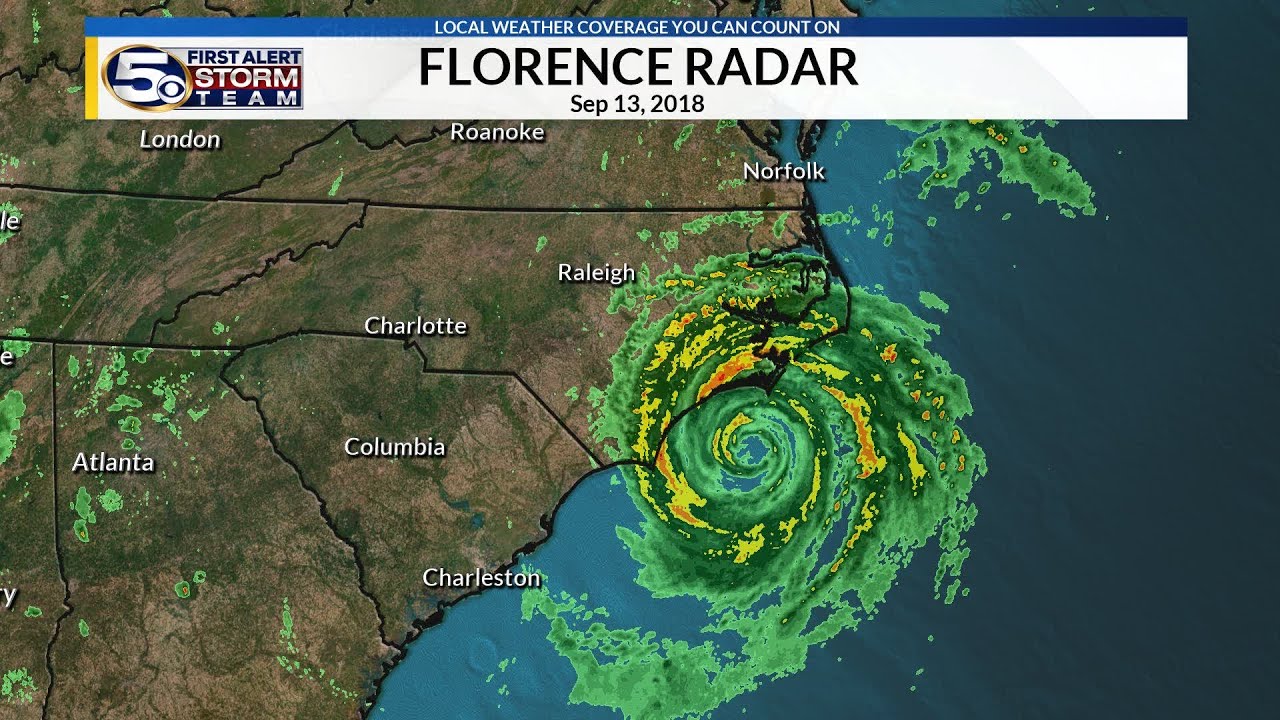 Weather Map Of Hurricane Florence Hurricane Florence Radar History in September, 2018   YouTube