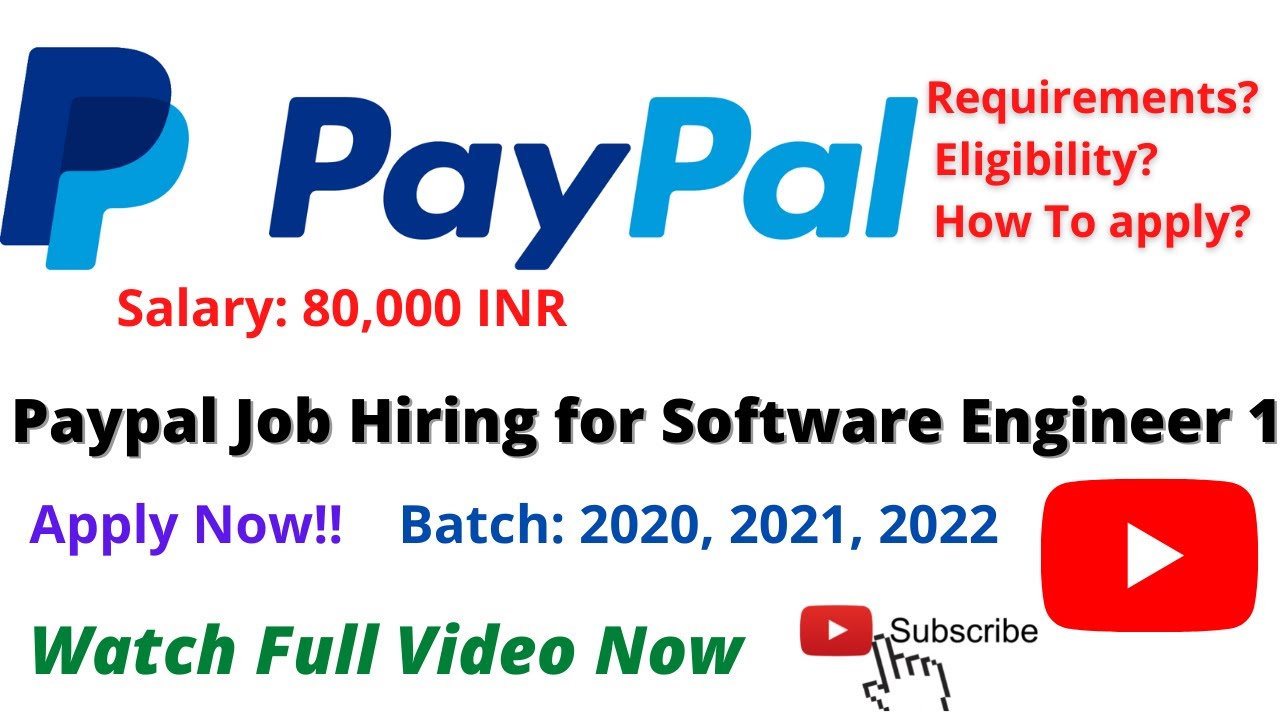 PayPal Job Hiring For Software Engineer 1 / New Job Hiring For SE / # ...