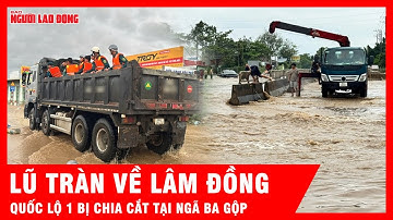 Nước lũ cuồn cuộn đổ về Lâm Đồng, Quốc lộ 1 bị chia cắt tại ngã ba Gộp | Thời sự
