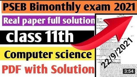 #pseb 11th class computer science real paper || 22 September 2021 | 100% real paper with solution ||
