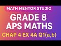 Grade 8 APS maths, gradient of a straight line,chap#4 Ex4A Q#1(a,b)