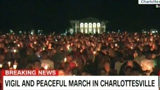 Massive Candlelight Vigil Held For Heather Heyer In Charlottesville Virginia
