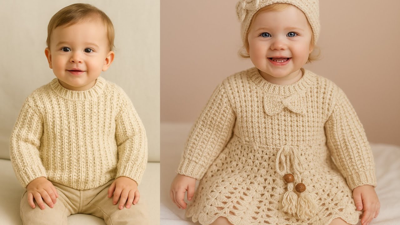 فستان طفلة/بلوفر اطفال/ بغرزة تحفة 