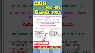 CSIR UGC NET DECEMBER RESULT 2025 |CSIR UGC NET DECEMBER RESULT 2025 #csirugcnet #csirugcnet2025