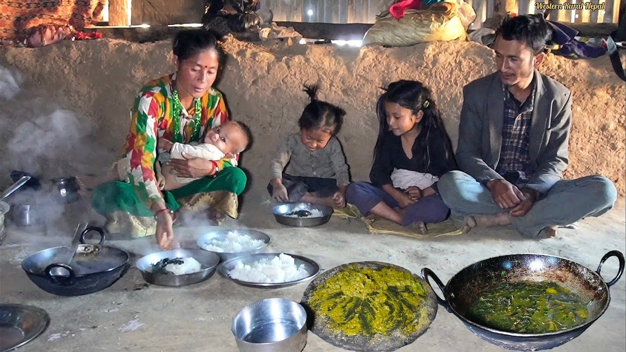 Simple Village Feast: Dried Colocasia Curry with Steamy Rice!