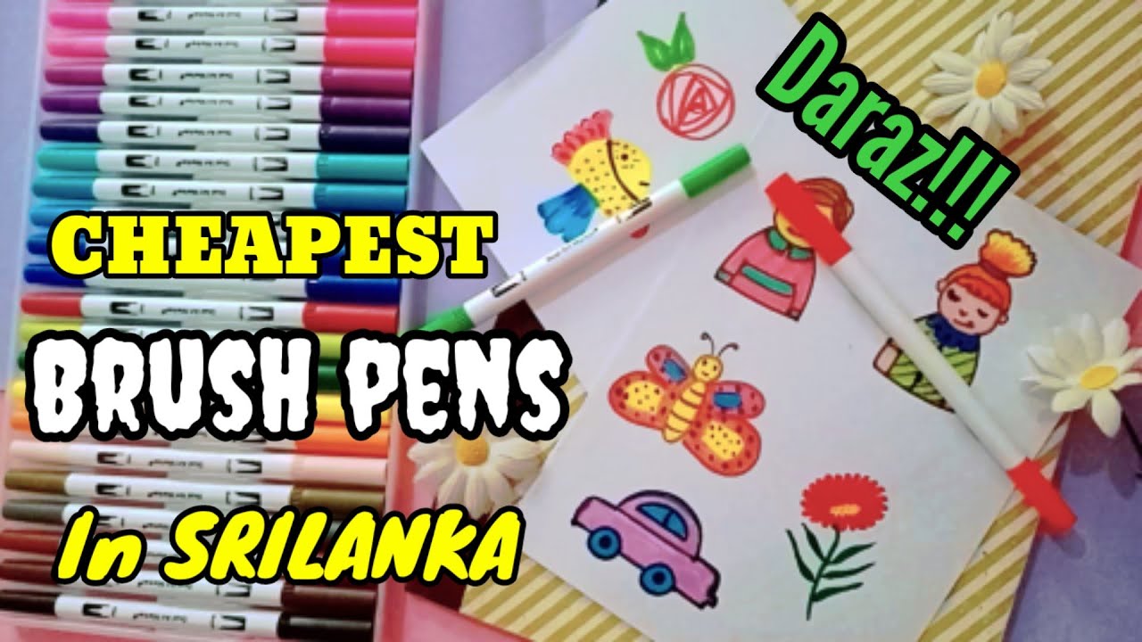 The CHEAPEST best BRUSH PENS Review 24pcs /In SRILANKA/Unboxing and