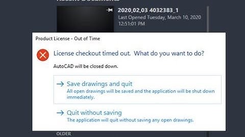 License Checkout timeout AutoCAD 2020 and later error message