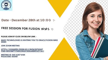 Mars Cloud  Is inviting everyone who wanted to join Oracle Fusion WMS Demo.