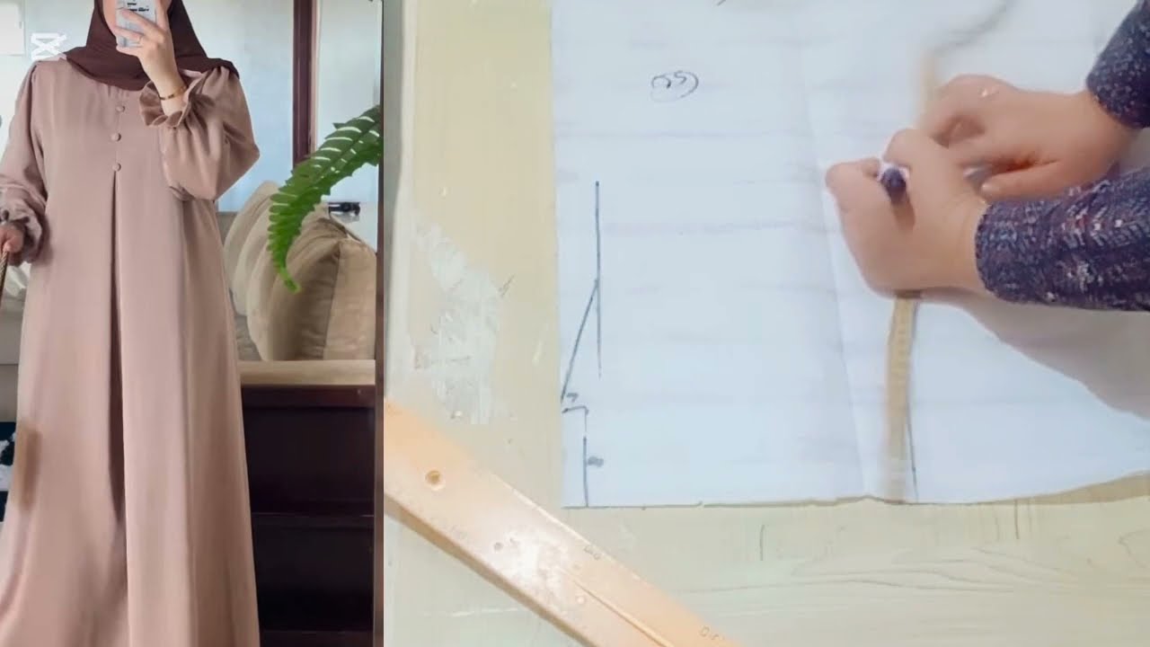 طريقة تفصيل عباية بلي كغو في الوسط مع طريقة التعامل مع الثوب