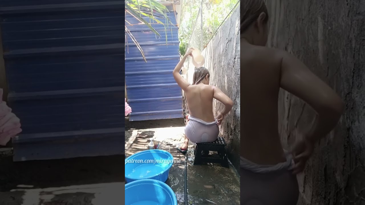 BIGOLIVE CUTE GIRL#6 ||Outdoor Shower in our Province || 